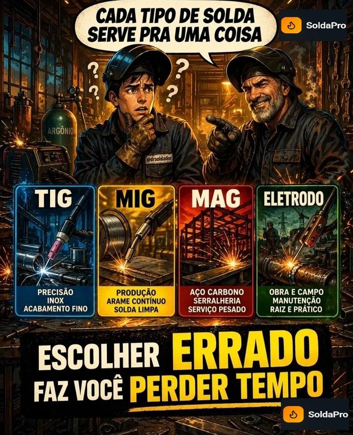 Cada tipo de soldadura serve para uma coisa — TIG, MIG, MAG, Eletrodo